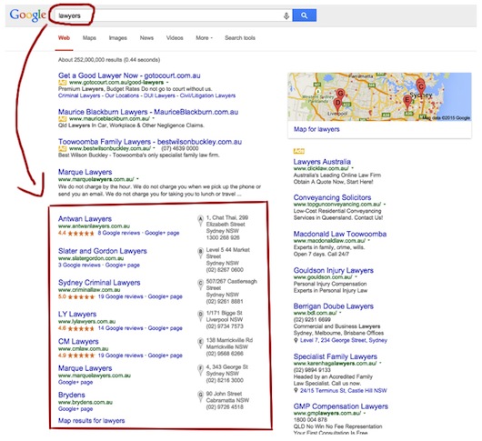 Location Aware Google Local Results