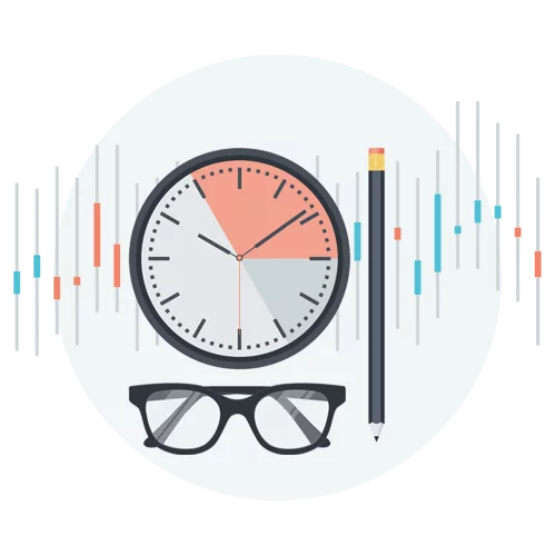 eyeglass, watch and a pencil