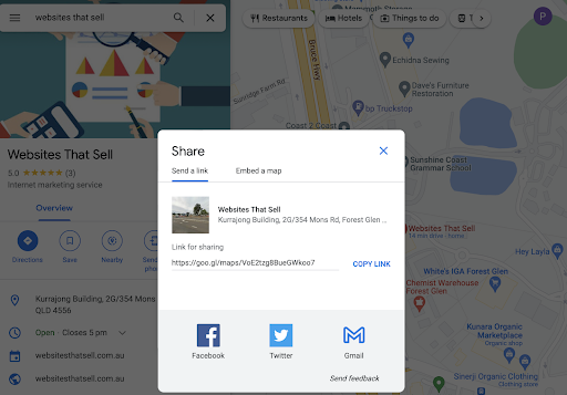 Link Share options for Google Business Profile